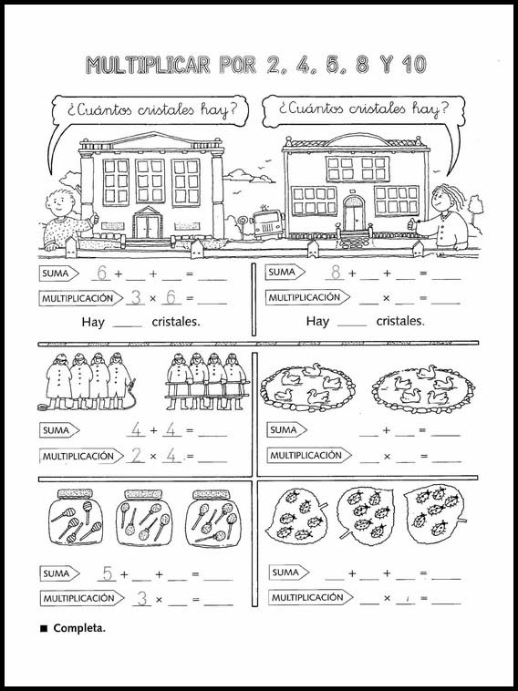 Multiplicações divertidas para aprender Espanhol 1