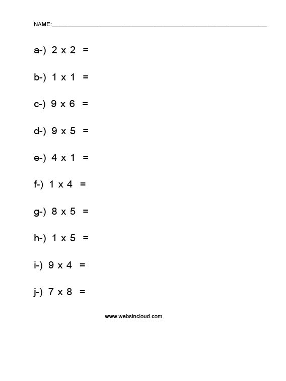 Multiplicações simples 10